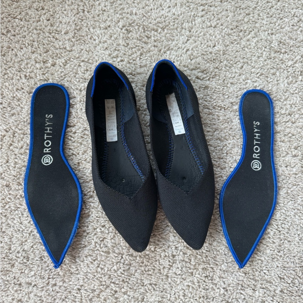 Rothy's Point Black Women's Flats 9.5 - Picture 3 of 8